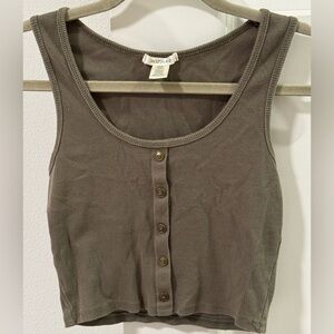 Bozzolo Olive Green Ribbed Tank Top